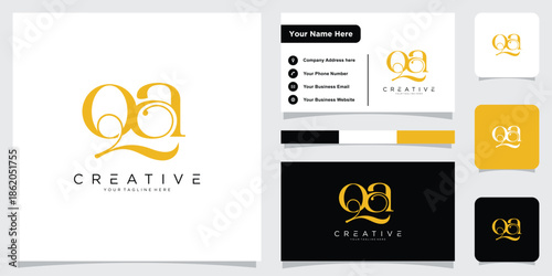 Creative Letter QA or AQ Modern Minimalist Vector Logo Design Template.
