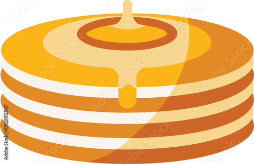 Stacked pancakes with syrup drizzle