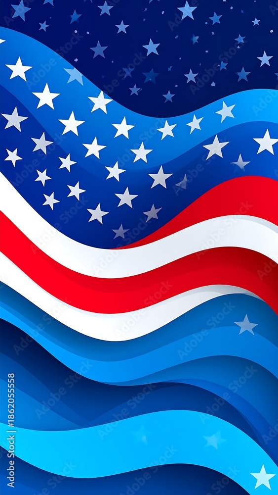 Obraz premium American flag design with wavy stripes