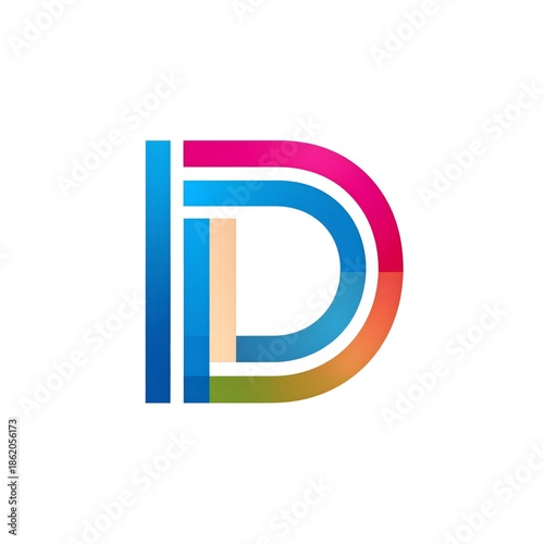 Colorful Letter D Logo Design with Modern Gradient Stripes.