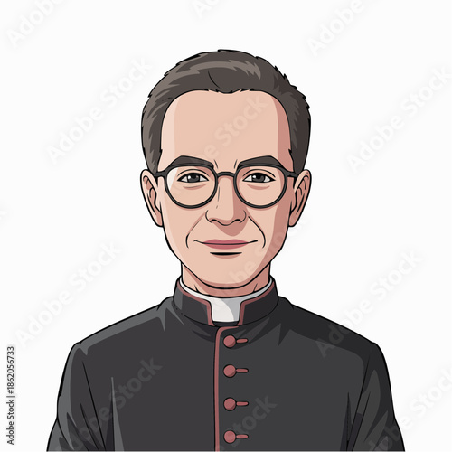 Catholic priest 2D vector illustration character