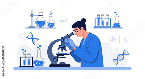 Scientist meticulously examining samples through a microscope for groundbreaking research and