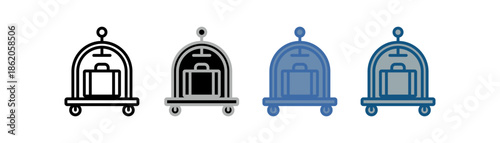 
Hotel cart icon set multiple style collection with hotel cart and briefcase design