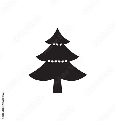silhouette of clean vector of Winter Decor Tree isolated on white background