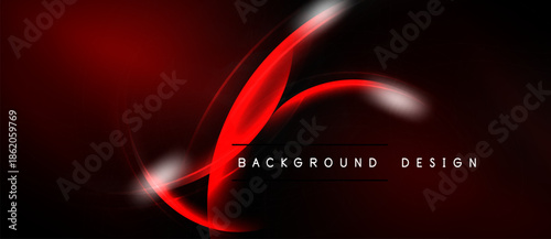 Abstract red swoosh design over black background. Modern, dynamic lines create sleek visual impact. Text reads background design.