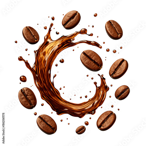 Wallpaper Mural Coffee Splash Forming Letter C with Roasted Coffee Beans Torontodigital.ca