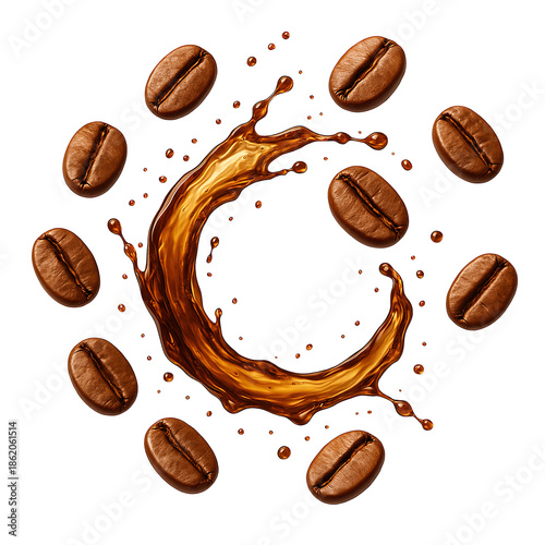 Wallpaper Mural Coffee Splash Forming Letter C with Roasted Coffee Beans Torontodigital.ca