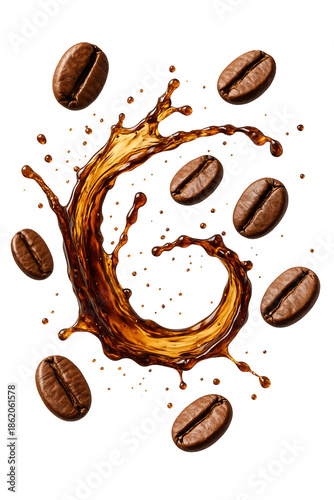Wallpaper Mural Coffee Splash Forming Letter C with Roasted Coffee Beans Torontodigital.ca