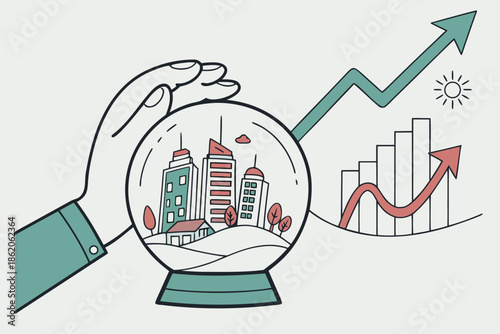vector illustration of a pie chart with a graph