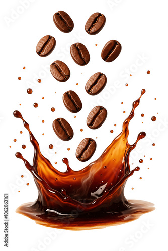 Wallpaper Mural Falling Coffee Beans Splashing into Liquid Coffee Torontodigital.ca