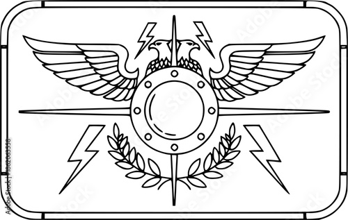 Roman Legionary Scutum Shield Minimalist Line Art Vector
