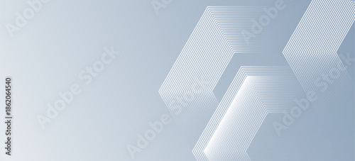 Photos Modern abstract background featuring layered geometric arrow shapes made of thin white lines on a soft gray gradient backdrop