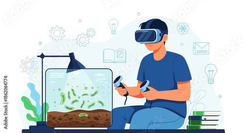 Virtual reality microscopic exploration enhanced education for scientific advancement analysis