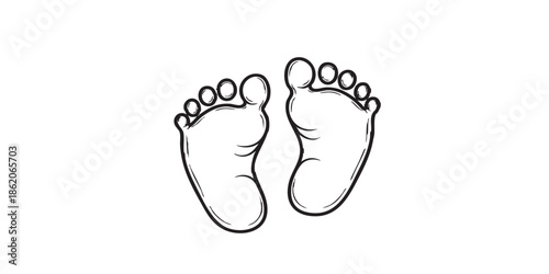 Baby footprints outline icon vector
