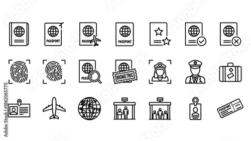 Collection of Travel and Security Icons.
