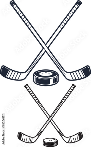 hockey stick and puck