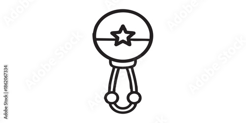 Rattle toy outline icon vector