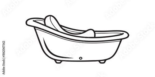Baby bathtub outline icon vector