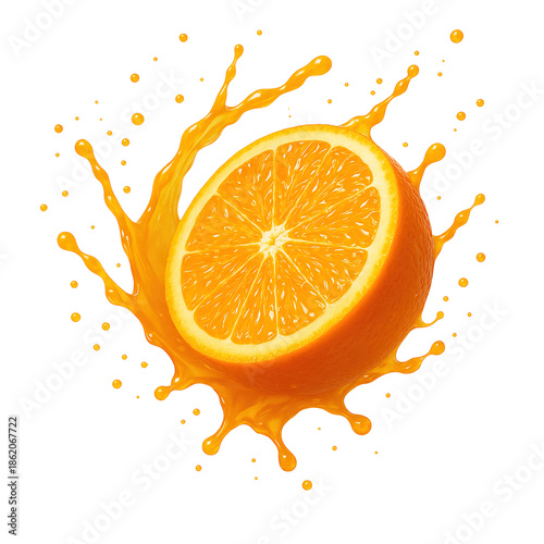 Wallpaper Mural Fresh Orange Slice with Juice Splash Torontodigital.ca