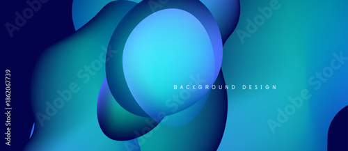 Abstract blue shapes overlap, creating dynamic gradient effect. Modern design suitable for backgrounds, presentations. Smooth transitions visible.