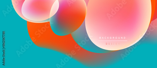 Abstract vibrant circles overlap turquoise backdrop. Gradient colors create modern design, smooth transitions, visual appeal.