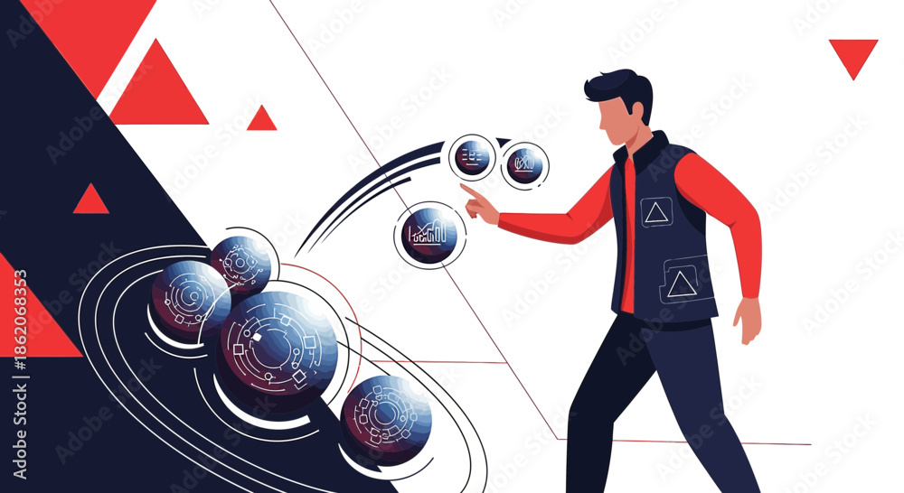 Obraz premium Visualizing futuristic data analysis with a digital interface for advanced technological trends