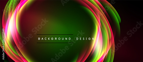 Abstract vibrant layers create dynamic circular design. Colors blend, forming captivating visual effect. Modern background element.