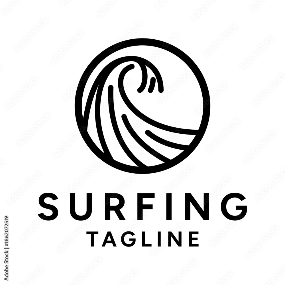 Obraz premium Surfing and wave logo template vector