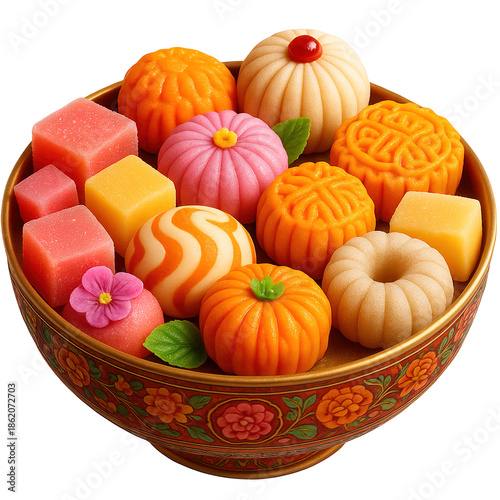 Wallpaper Mural Colorful Traditional Asian Desserts and Sweets in Decorative Bowl Torontodigital.ca