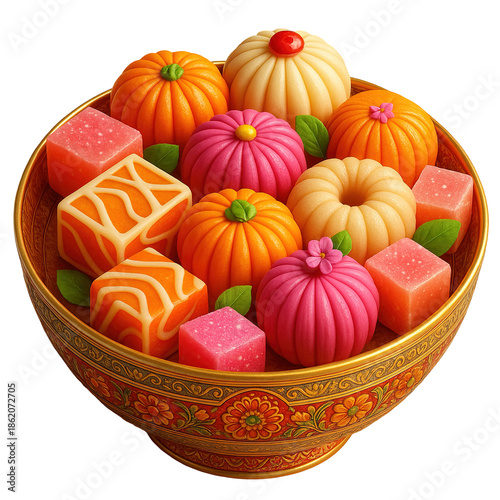 Wallpaper Mural Colorful Traditional Asian Desserts and Sweets in Decorative Bowl Torontodigital.ca