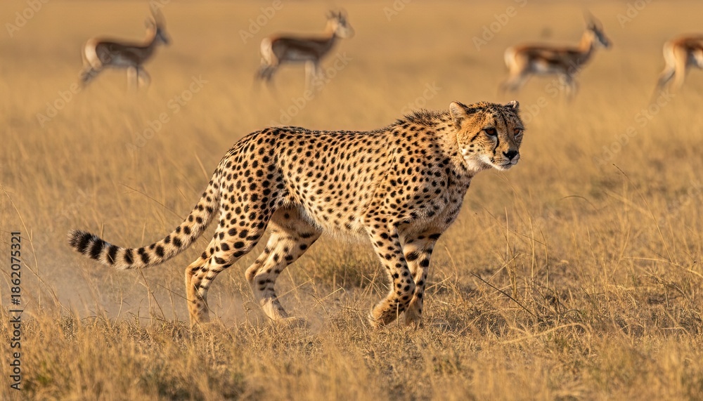 Naklejka premium Wildlife nature photo of cheetah hunting