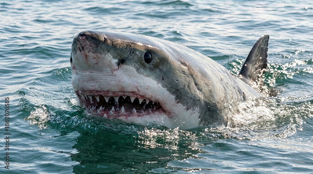 Obraz premium Wildlife nature photo of great white shark
