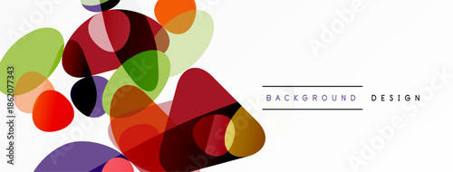 Abstract colorful shapes overlap, creating dynamic visual texture. Modern design element for backgrounds, presentations.