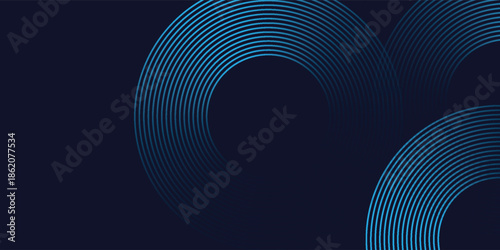 Abstract blue glowing geometric lines on dark blue background. Modern shiny blue circle lines pattern. Futuristic technology concept. vector pattern abstract eps10