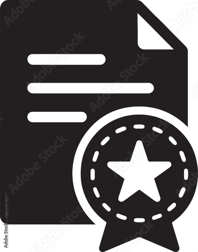 Star badge stitched onto document symbolizing premium insurance, assurance, and trust icon