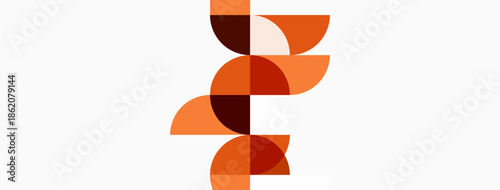 Abstract geometric design. Overlapping circles create modern pattern. Warm tones dominate composition, simple yet striking.