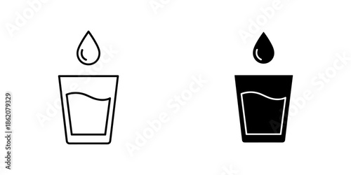 Water Glass Icon Set - Simple and Minimalist Design