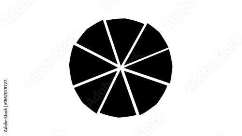 Black circle divided into eight equal parts