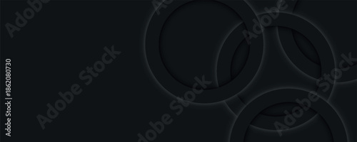 Abstract dark gray background with overlapping 3D geometric designs. Modern curved background concept for banner, flyer, card, cover, and brochure. VOL. 2