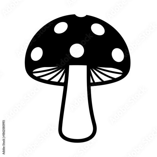 Simple Black and White Polka Dot Mushroom Icon