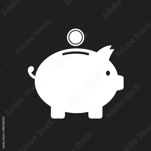 White Piggy Bank with Coin.