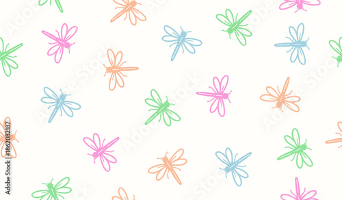 Cutest dragonfly pattern background vector design