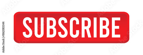 Subscribe Call to Action Button in Red with Rounded Corners, 3D Effect Social Media CTA UI Vector