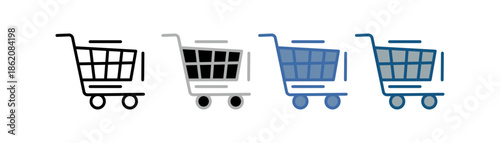 
cart icon set multiple style collection with shopping cart design