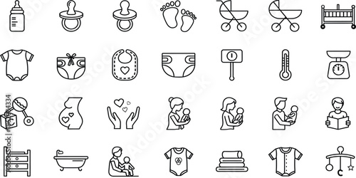 Baby and toddler icons and symbols illustration