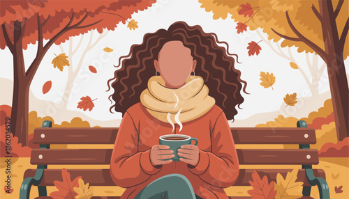 Enjoy a Cozy Autumn Day with a Warm Cup of Coffee Surrounded by Colorful Fall Leaves