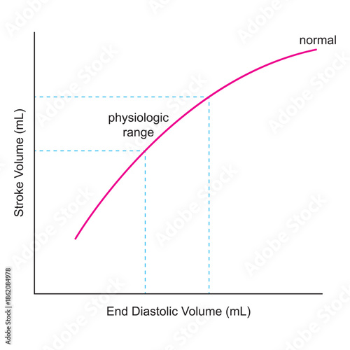 Frank-Starling Law of the Heart Diagram - Relationship Between Stroke Volume and End Diastolic Volume