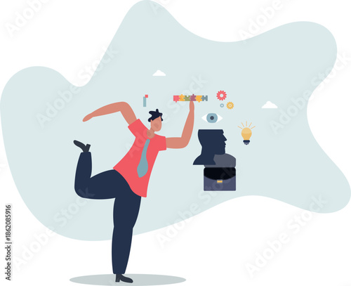 Inner mental intelligence and logic process visualization.life and employment of people.