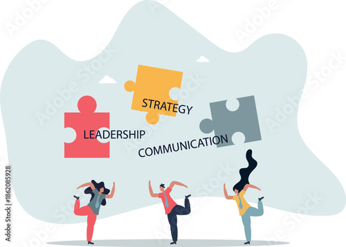 Team collaboration or teamwork with effective partnership.life and employment of people.