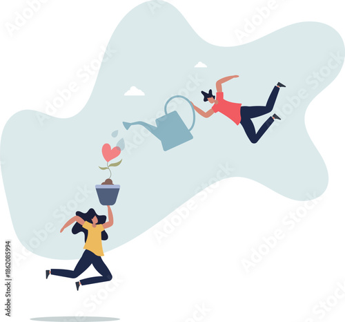 Symbolic love of humanity as nonprofit social teamwork.life and employment of people.